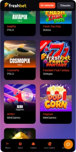 Promotions Freshbet sur mobile