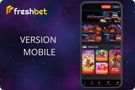 Freshbet Casino s'ouvre dans le navigateur mobile sans installation

